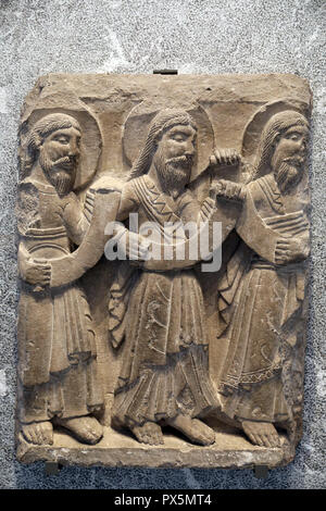 MusŽe des Beaux-Arts, Lyon, Frankreich. Museum der Schönen Künste, Lyon, Frankreich, Katalonien, C. 1170-1180. Drei Propheten. Stockfoto