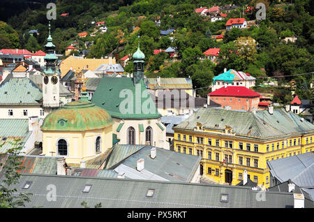 Kuppeln und Dächer der Altstadt, Banska Stiavnica Slowakei Stockfoto