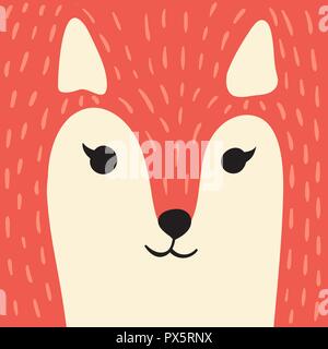 Red Fox cartoon Tier Portrait mit lächelnden Gesicht gonger Tierkopf Karte mit copy Space Vector Illustration Cute Stock Vektor