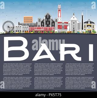 Bari Italien City Skyline mit grauen Gebäude, blauer Himmel und Kopieren. Vector Illustration. Business Travel und Tourismus Konzept Stock Vektor