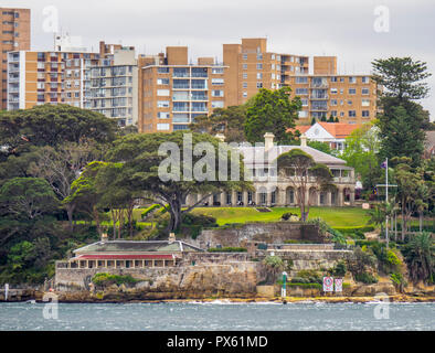 Regierung Haus und Wohnungen auf Kirribilli Point North Shore Sydney, NSW, Australien. Stockfoto