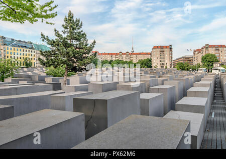 Nahaufnahme der Holocaust-Gedenkstätte in Berlin Stockfoto