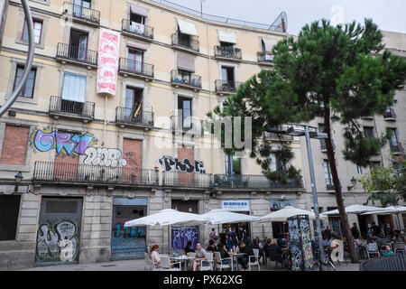 Barcelona nicht, für, Verkauf, Banner, at, Placa de, George Orwell, Quadrat, in, das Gotische Viertel, Barrio Gothica, Barcelona, Katalonien, Katalonien, Katalonien, Spanien, Spanisch, Stockfoto