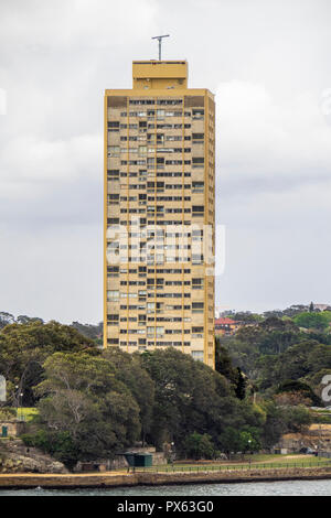 Wahrzeichen Harry Seidler Blues Point Tower iconic residential Apartment Block auf Lavendel Bay Sydney, NSW, Australien. Stockfoto