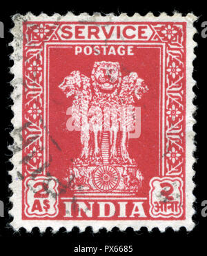 Poststempel Stempel aus Indien in den Service (1950-51) Serie 1950 ausgestellt Stockfoto