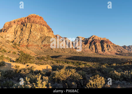 Morgen Licht auf Mt Wilson und Rainbow Mountain im Red Rock Canyon National Conservation Area. Ein beliebtes natürliches Gebiet 20 km von Las Vegas, Nevada Stockfoto