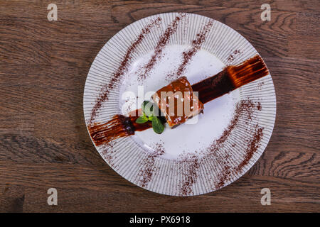 Caramel Brownie Kuchen Karamell Stockfoto