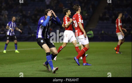 Von Sheffield Mittwoch Adam erreichen erscheint nach fehlt eine Chance zu Punkten während der Sky Bet Championship Match in Hillsborough, Sheffield niedergeschlagen. Stockfoto