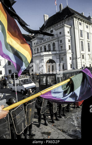 Demonstration gegen die neue Regierung, Österreich, Wien, 1. Bezirk, Heldenplatz Stockfoto