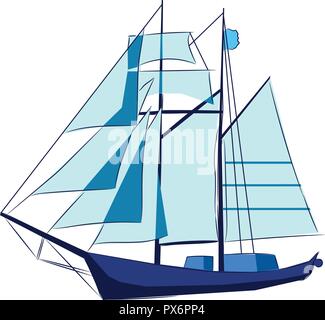 Die großen blauen Segelschiff Vector Illustration. Stock Vektor