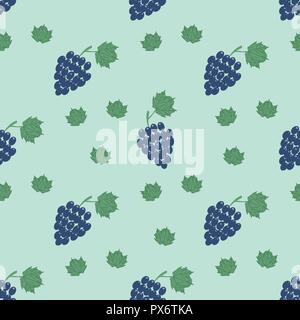 Trauben Zweig mit grünen Blättern nahtlose Muster Stock Vektor