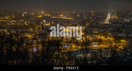 Vilnius winter aerial Panorama der Altstadt Stockfoto