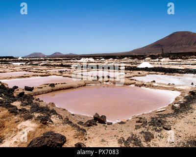 Lanzarote, Spanien - Juni 8, 2017: Open Air trocknen Salze im Freien entlang der Küste der Insel. Stockfoto