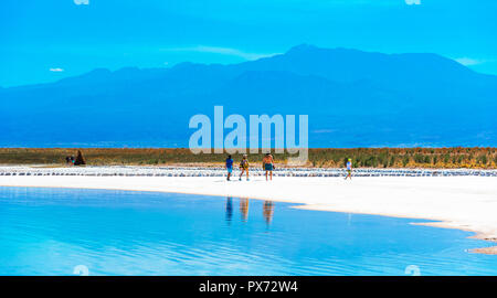 ATACAMA, CHILE - Januar 17, 2018: Landschaft in der Atacama-Wüste, Salt Lake. Kopieren Sie Platz für Text Stockfoto