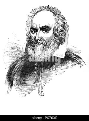 George Chapman (1559-1634), geboren in Stevenage, Hertfordshire, England war ein englischer Dramatiker, Übersetzer und Dichter. Er war ein klassischer Philologe, deren Arbeit zeigt den Einfluss des Stoizismus. Chapman wurde als die rivalisierenden Dichter von Shakespeares Sonette von William Minto identifiziert, und als anticipator der metaphysischen Dichter des 17. Jahrhunderts. Chapman ist am besten für seine Übersetzungen von Homers Ilias und Odyssee erinnert und die HOMERISCHEN Batrachomyomachia Stockfoto