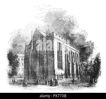 Middle Temple Hall, einer der vier Inns of Court in London, die Rechtsanwälte in England und Wales gehören und wo Sie sich an der Bar. (Die anderen drei sind inneren Tempel, Lincoln's Inn und Gray's Inn.) Lincoln's Inn ist eines der renommiertesten Fachverbände der Welt von Richtern und Anwälten. Es ist im weiteren Tempel der Hauptstadt, in der Nähe der Royal Courts of Justice, und innerhalb der Stadt von London. Stockfoto