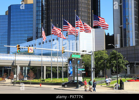 Der General Motor HQ am Flussufer in Detroit, Teil der Renaissance Center, in Michigan in den USA Stockfoto