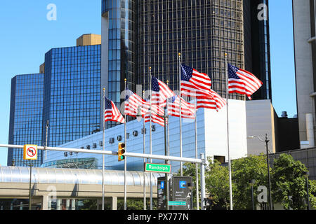 Der General Motor HQ am Flussufer in Detroit, Teil der Renaissance Center, in Michigan in den USA Stockfoto