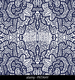 Abstrakte quadratischen Muster mit asiatischen Motiven im orientalischen Stil. Vector Illustration Hand gezeichnet. Line art Design der Mode-, Textil-, Einladung Karte. Til Stockfoto