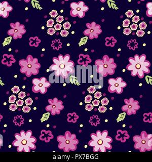 Sommer kleine Blumen nahtlose Muster. Botanische Illustration Hand gezeichnet. Vektor floral Design für Mode druckt, Scrapbook, Geschenkpapier. Stock Vektor