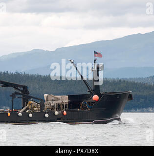 Kommerzielle Krabbe Fischereifahrzeug in der Nähe von Juneau, Alaska Stockfoto