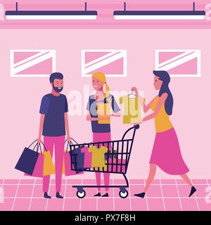 Menschen auf Supermarkt Stock Vektor