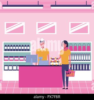 Menschen auf Supermarkt Stock Vektor