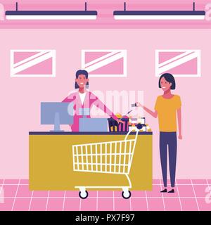 Menschen auf Supermarkt Stock Vektor