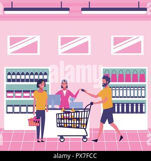 Menschen auf Supermarkt Stock Vektor