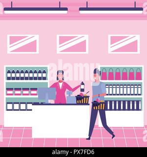 Menschen auf Supermarkt Stock Vektor