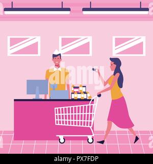 Menschen auf Supermarkt Stock Vektor