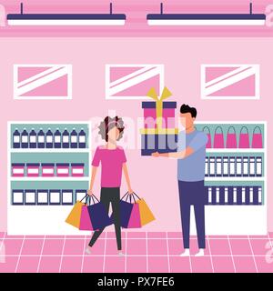 Menschen auf Supermarkt Stock Vektor