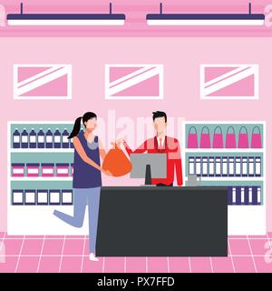 Menschen auf Supermarkt Stock Vektor