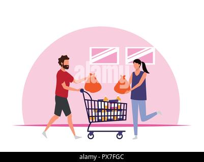 Menschen auf Supermarkt Stock Vektor