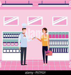 Menschen auf Supermarkt Stock Vektor