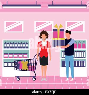 Menschen auf Supermarkt Stock Vektor
