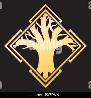 Golden Tree Symbol Logo Juwel Stock Vektor