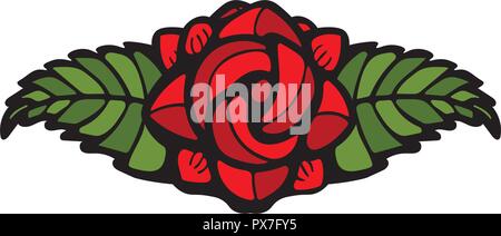 Single Rose Dekoration in Glasmalerei Stil Stock Vektor