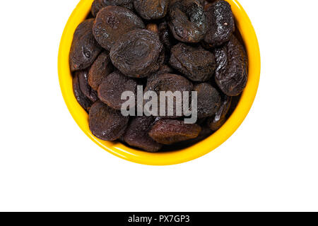 Bio getrocknete Aprikosen mit Dehydrator isoliert auf einem weißen Hintergrund Stockfoto