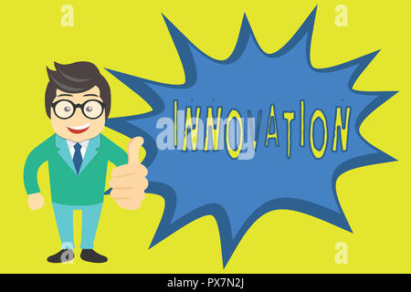 Wort schreiben Text Innovation. Business Konzept für neue Methode Idee Produkt verschiedene Kreative nicht vorher bekannt. Stockfoto