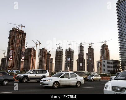 Dubai, Baustelle um Burj Dubai, Vereinigte Arabische Emirate Stockfoto
