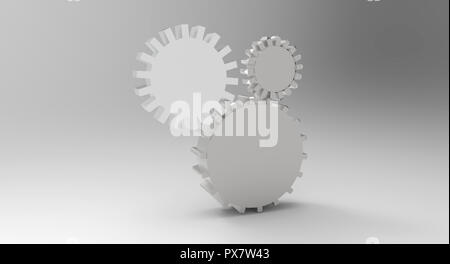 Mechanische Getriebe 3d-Modell auf weißem Hintergrund Stockfoto
