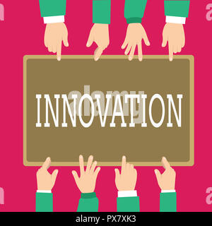 Wort schreiben Text Innovation. Business Konzept für neue Methode Idee Produkt verschiedene Kreative nicht vorher bekannt. Stockfoto