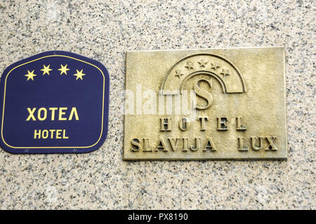 Beograd, unterzeichnen Hotel Slavija Lux Hotel Slavia, Serbien-Montenegro, Belgrad Stockfoto