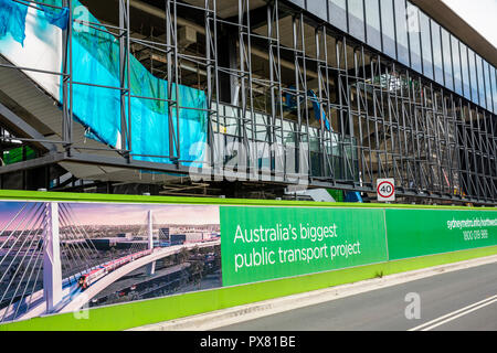 Bau von Sydney metro Hill U-Bahn station Rouse auf Australiens größten öffentlichen Projekt im Bereich der Verkehrsinfrastruktur, Sydney, Australien Stockfoto