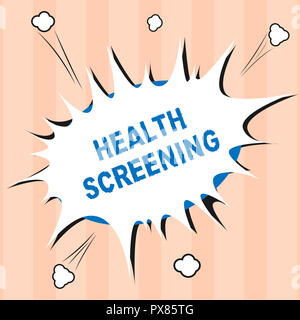 Text Zeichen angezeigt Health Screening. Konzeptionelle Foto gezielte systematische Maßnahmen Krankheiten zu identifizieren. Stockfoto