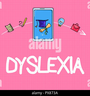 Konzeptionelle Hand schreiben Legasthenie angezeigt. Business Foto text Störungen, Schwierigkeiten beim Lesen lernen und verbessern. Stockfoto