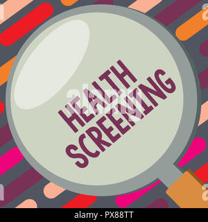 Text Zeichen angezeigt Health Screening. Konzeptionelle Foto gezielte systematische Maßnahmen Krankheiten zu identifizieren. Stockfoto