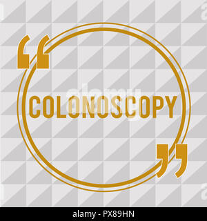 Handschrift text Colonoscopy. Begriff Sinne endoskopische Untersuchung des Dickdarms Doppelpunkt Diagnose. Stockfoto