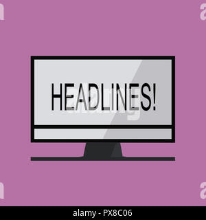 Text Zeichen zeigen Schlagzeilen. Konzeptionelle Foto als Überschrift oben auf der Seite einen Artikel in einer Zeitung oder Zeitschrift. Stockfoto